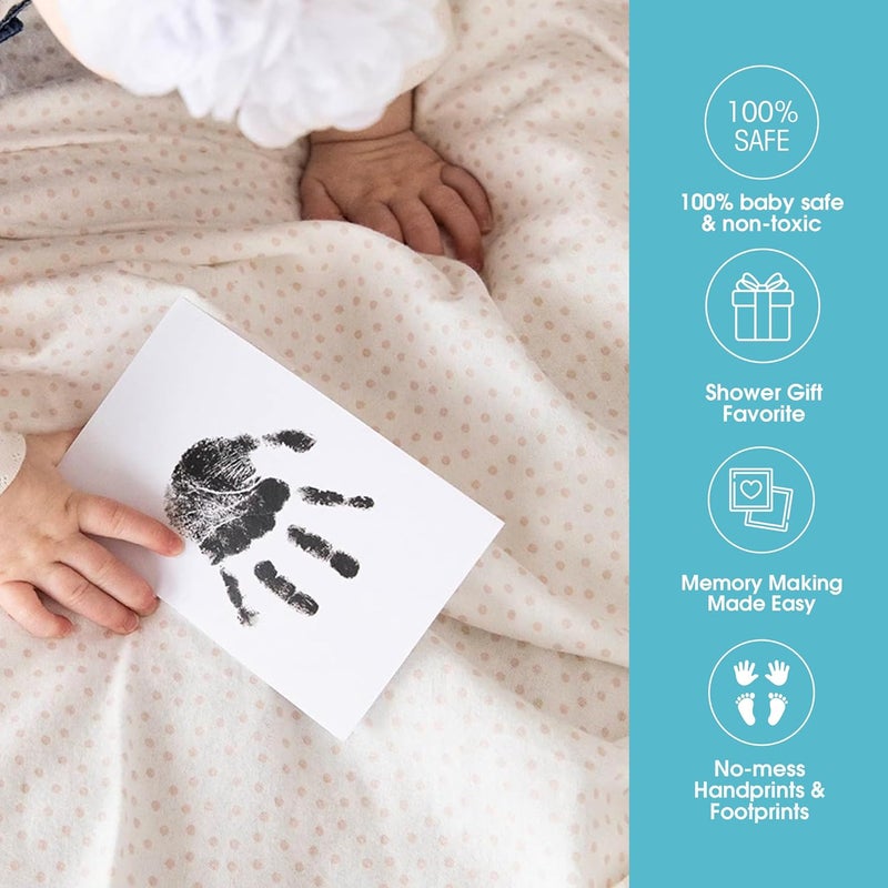 Pear Head Newborn Baby Handprint and Footprint Kit - No Mess Clean-Touch Ink Pad with Impression Cards, Safe for Skin, Perfect Keepsake for Family, Acid-Free, Black, Pack of 2 - Image 4